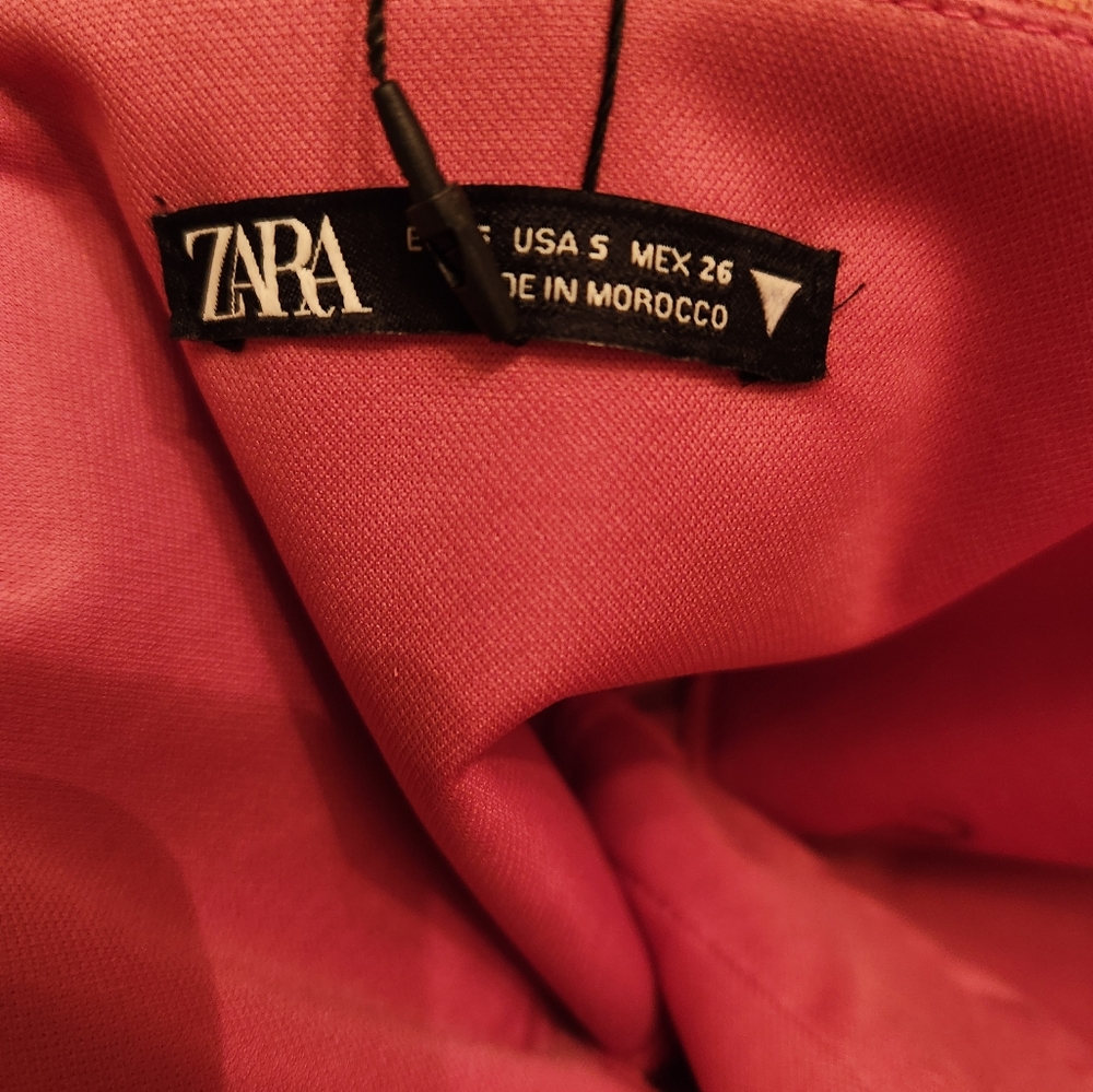 ZARA Tie Dye  Strapless Midi Dress Womens Small Pink Orange Tulle - Picture 5 of 11